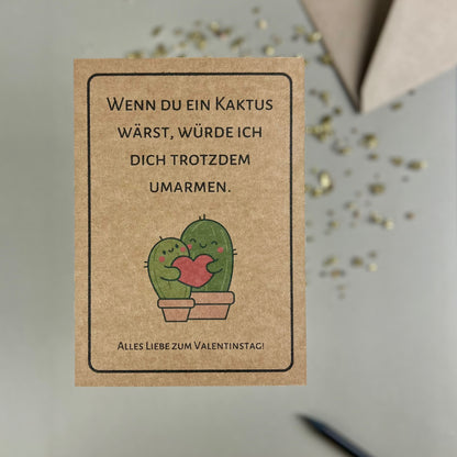 Lustige Valentinstagskarte – Kaktus-Design | Nachhaltig & Charmant